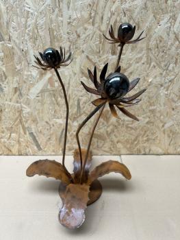 Metallblume Lissy Rostblume Edelrostblume mit Edelstahlkugeln schwarz